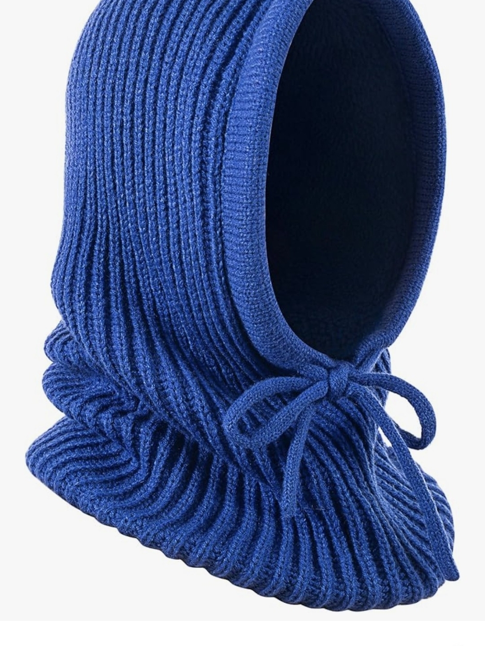 Blue Knit Balaclava Hood with Drawstring